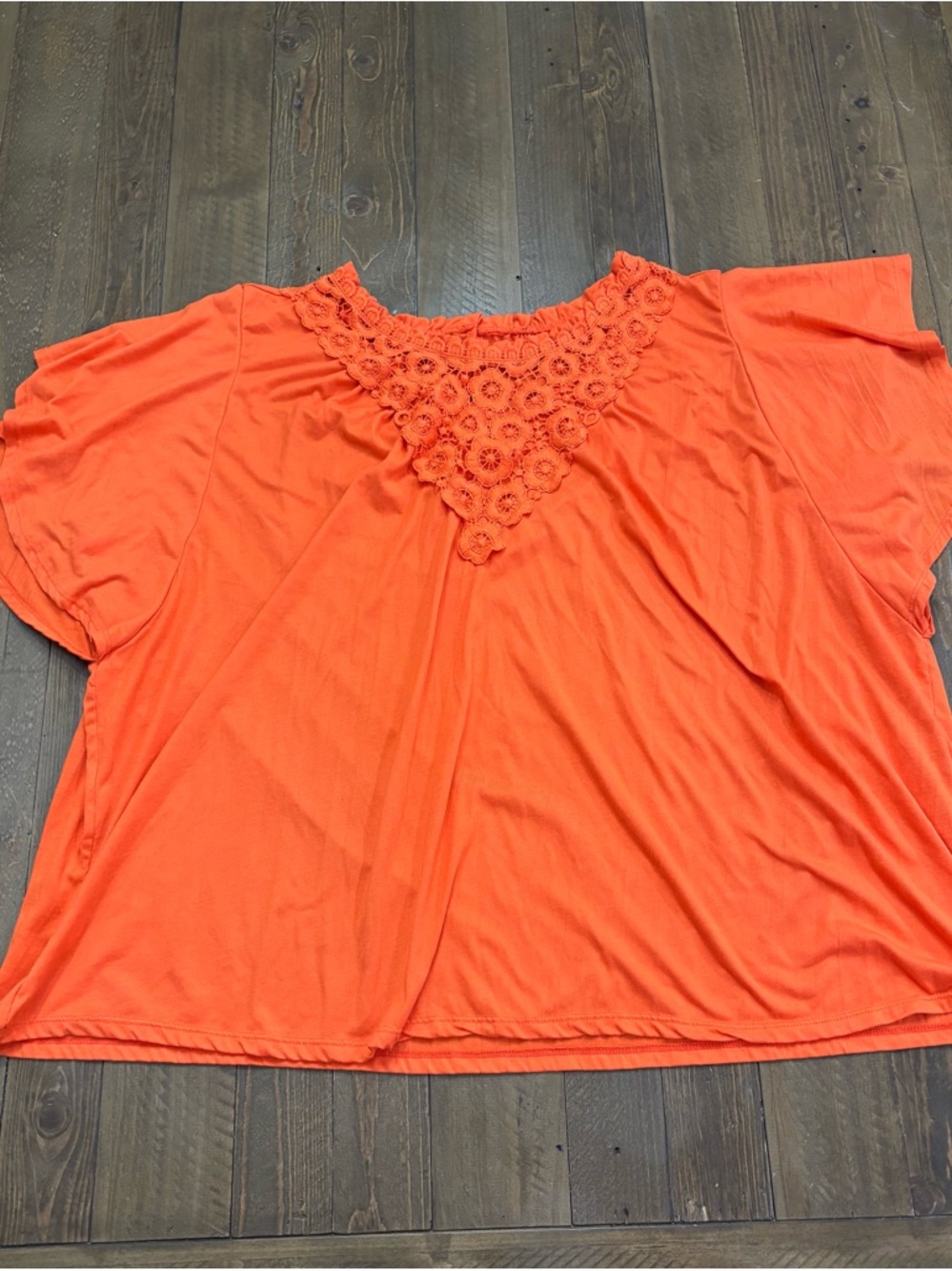 Orange Crochet-Trim Women’s Top